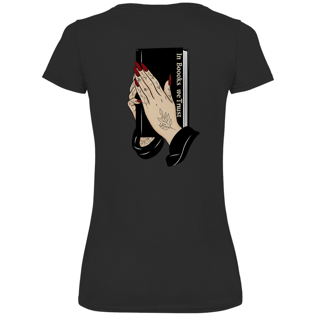 Damen Premium Bio V-Neck T-Shirt In Books we Trust
