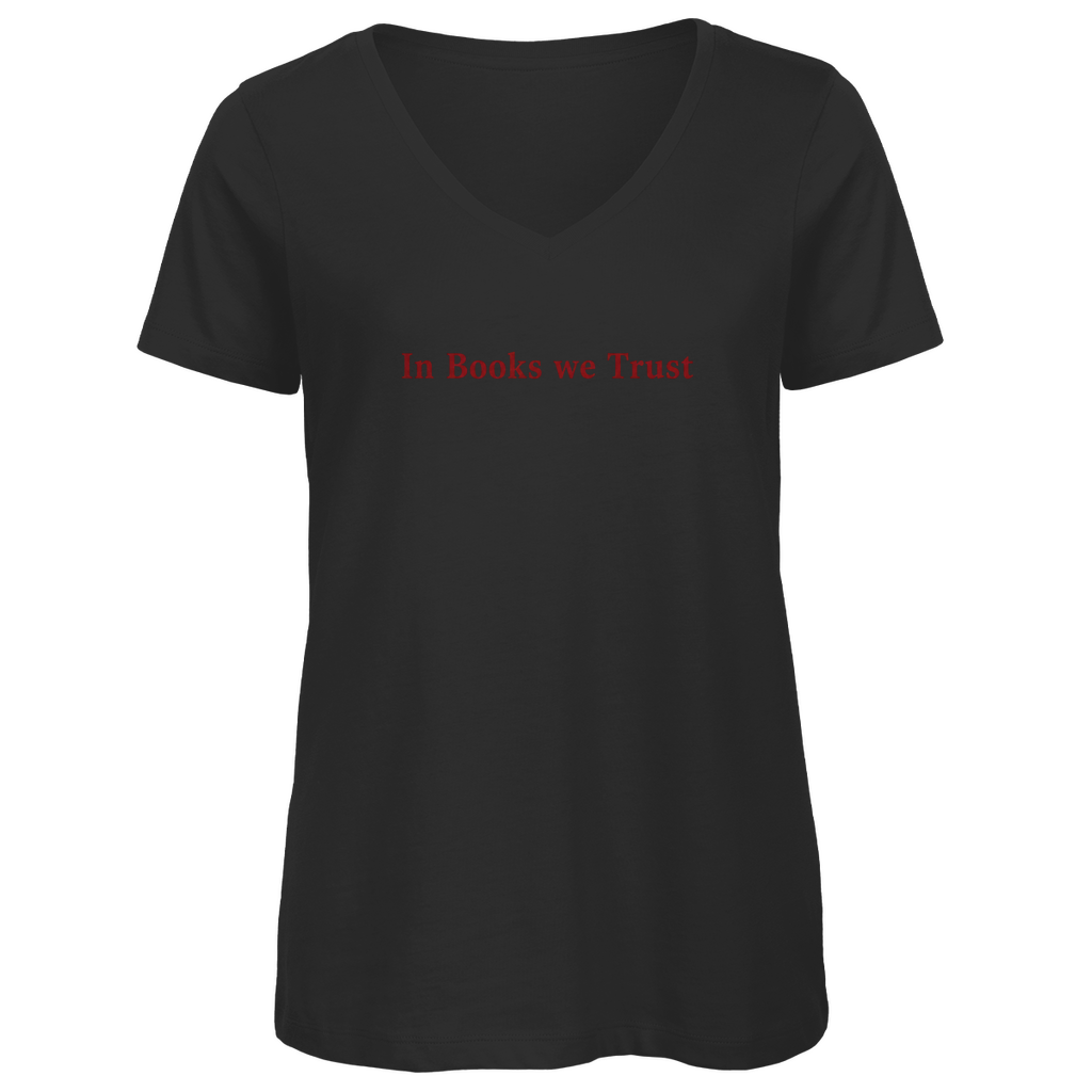 Damen Premium Bio V-Neck T-Shirt In Books we Trust