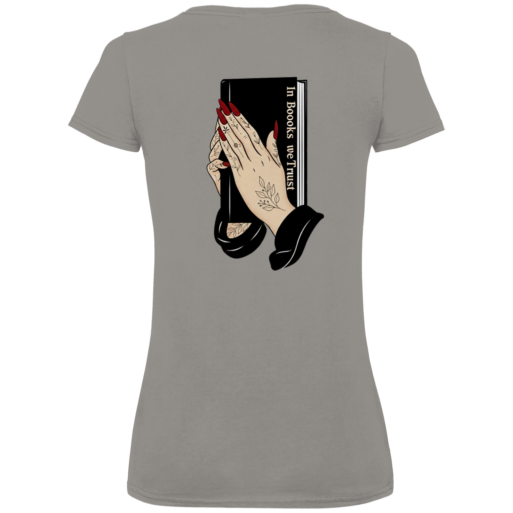 Damen Premium Bio V-Neck T-Shirt In Books we Trust