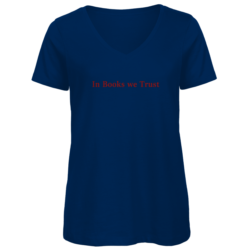 Damen Premium Bio V-Neck T-Shirt In Books we Trust