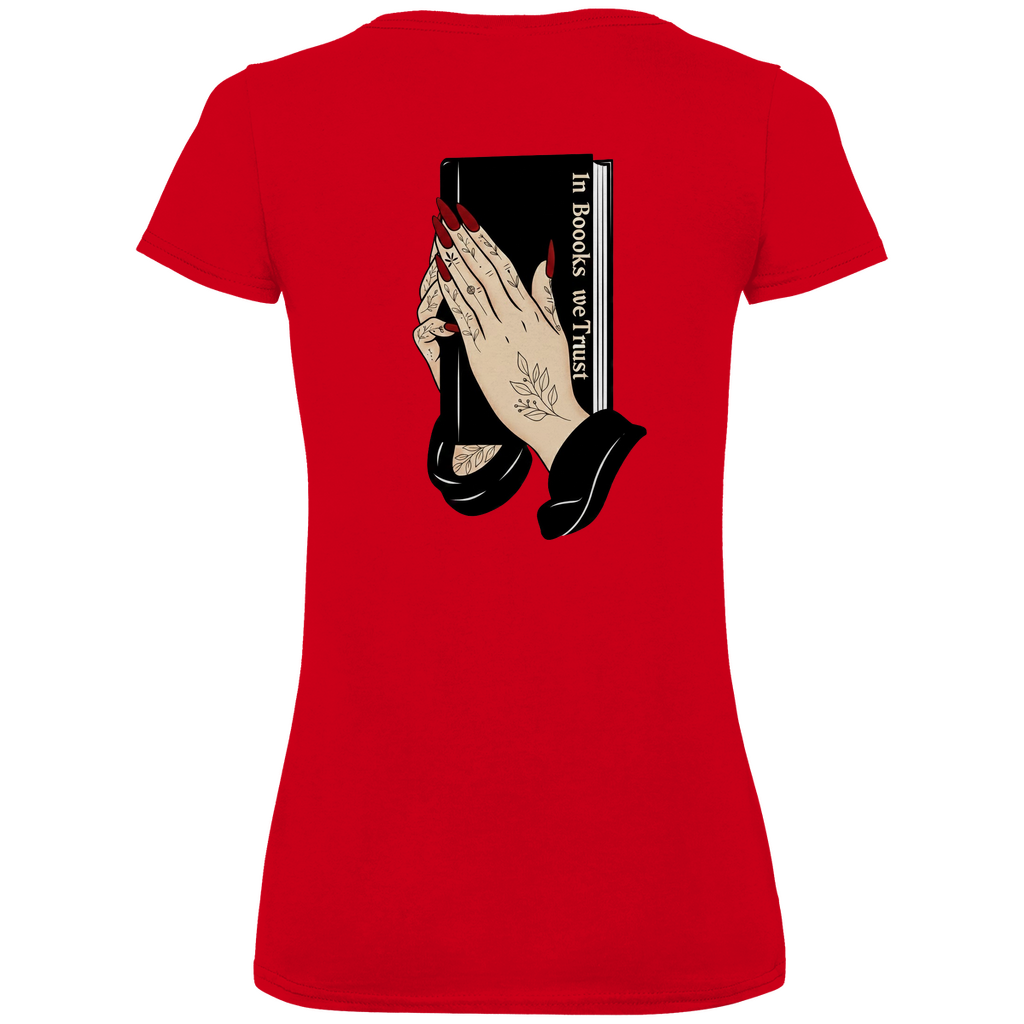Damen Premium Bio V-Neck T-Shirt In Books we Trust