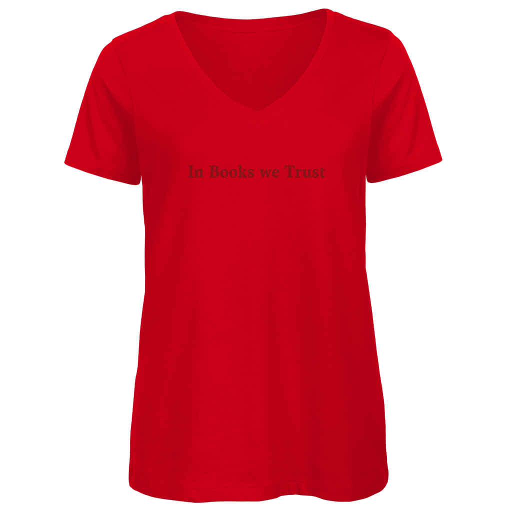 Damen Premium Bio V-Neck T-Shirt In Books we Trust