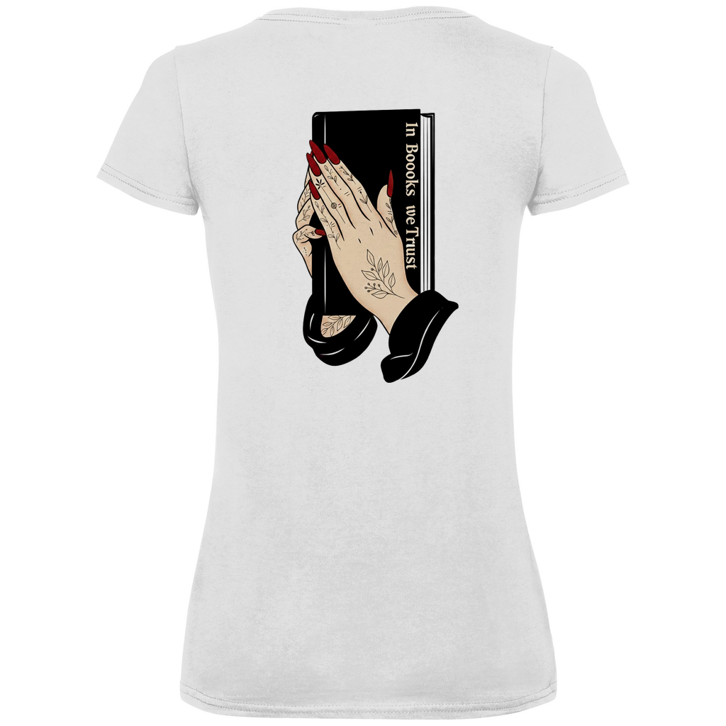 Damen Premium Bio V-Neck T-Shirt In Books we Trust
