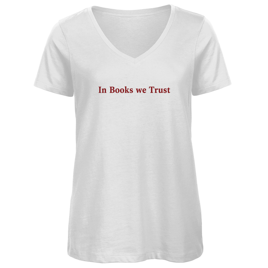 Damen Premium Bio V-Neck T-Shirt In Books we Trust