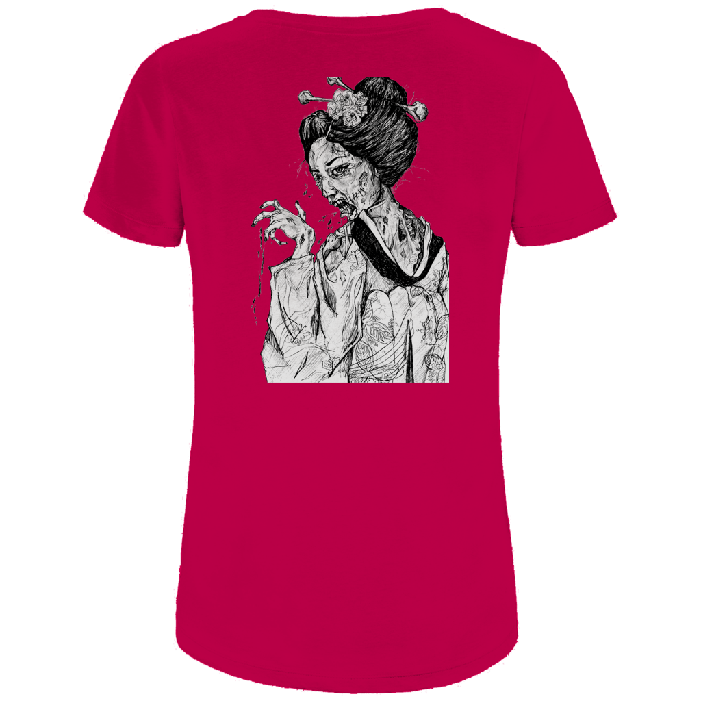 Damen Premium Bio T-Shirt Zombie Geisha
