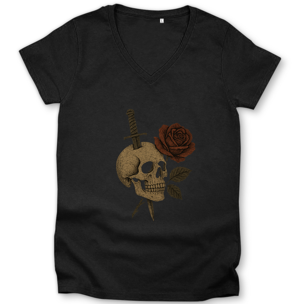 Damen Premium Bio V-Neck T-Shirt Skull