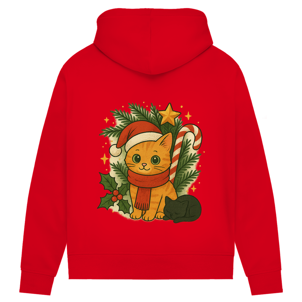 Damen Premium Bio Hoodie Christmas Cat