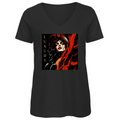Damen Premium Bio V-Neck T-Shirt Red Luxury