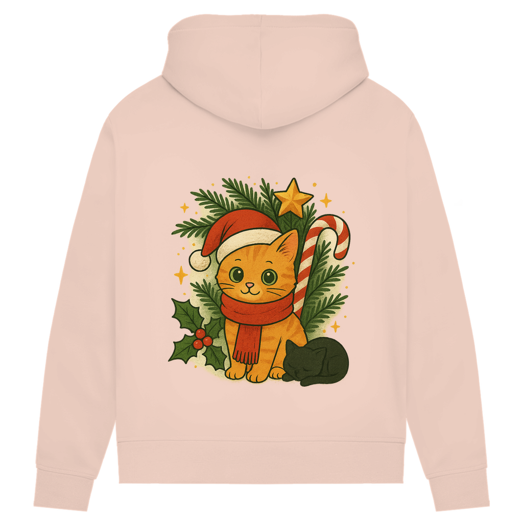Damen Premium Bio Hoodie Christmas Cat