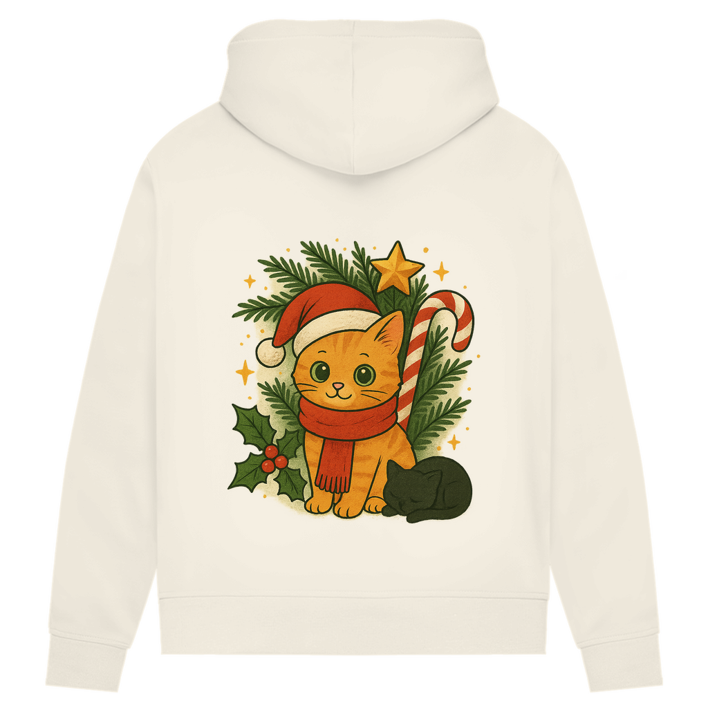 Damen Premium Bio Hoodie Christmas Cat