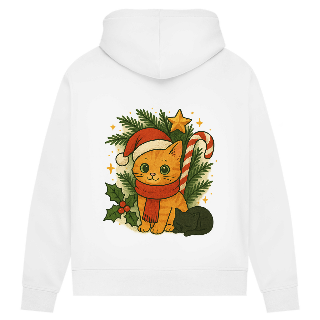 Damen Premium Bio Hoodie Christmas Cat