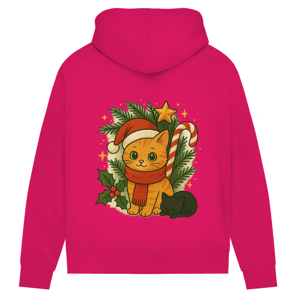 Damen Premium Bio Hoodie Christmas Cat