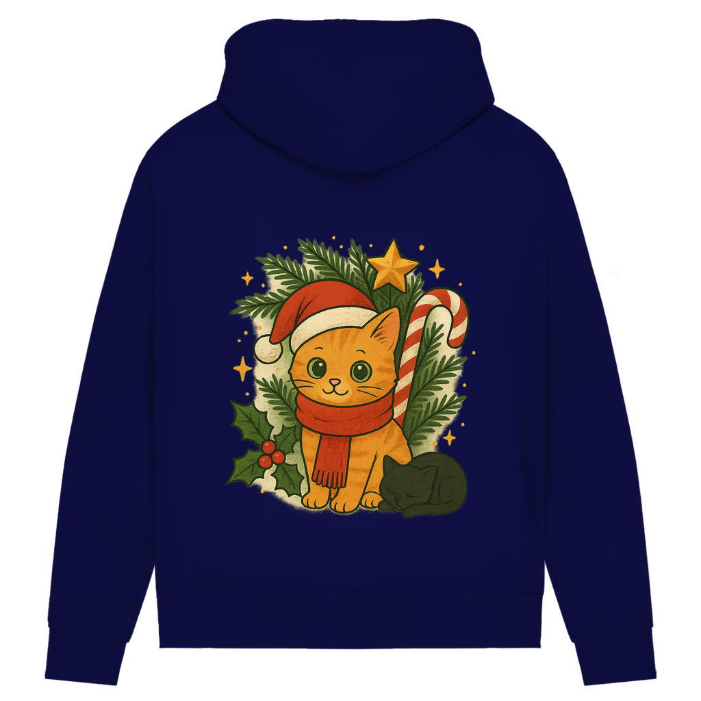 Damen Premium Bio Hoodie Christmas Cat